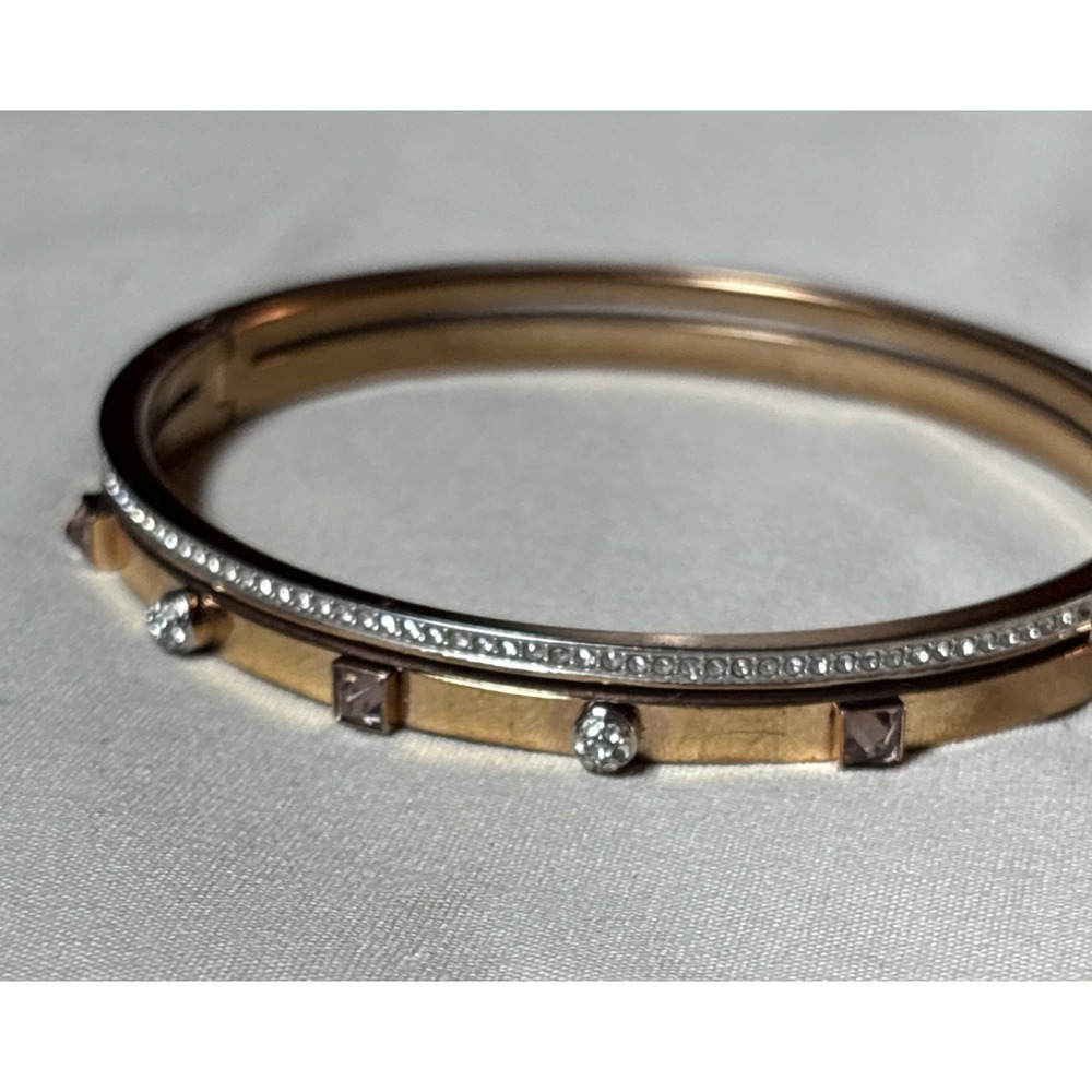 Swarovski Crystal Rose Gold Plated Bracelet Bangle Cubic zirconia Crystals 7 1/4